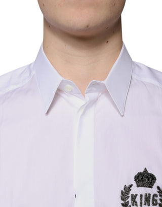 Weißes Baumwoll-Logo-Herren-Hemd GOLD