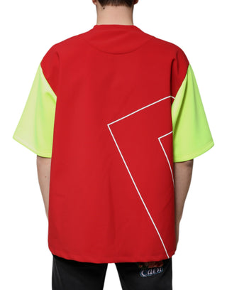 Camiseta para hombre multicolor de algodón con logo y cuello redondo