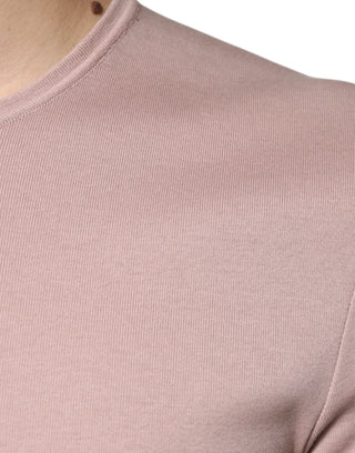 Brown Cotton Short Sleeves Round Neck T-shirt