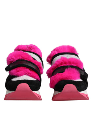Zapatillas negras con detalles de piel rosa