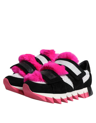 Zapatillas negras con detalles de piel rosa