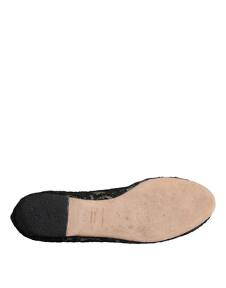Schwarze spitzenbesetzte Taormina Slip-On-Ballerinas