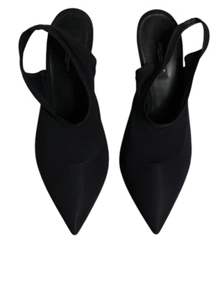 Zapatos negros de tacón de jersey elástico con tira trasera