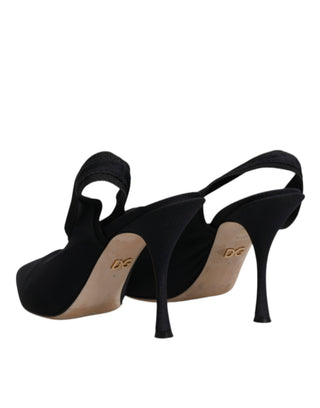 Zapatos negros de tacón de jersey elástico con tira trasera