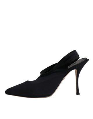 Zapatos negros de tacón de jersey elástico con tira trasera