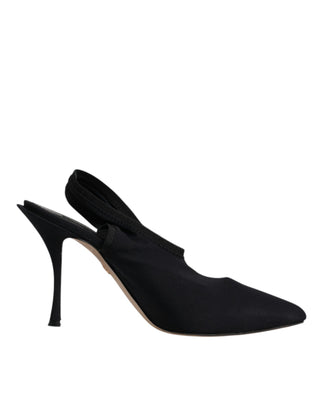 Zapatos negros de tacón de jersey elástico con tira trasera