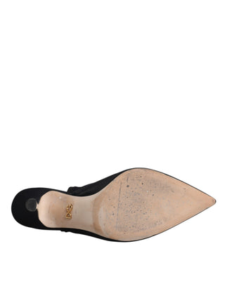 Zapatos negros de tacón de jersey elástico con tira trasera