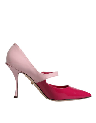 Zweifarbige Pinke Leder Mary Jane Pumps