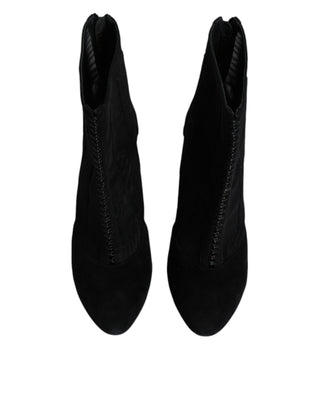 Botines negros de malla con tacón stiletto