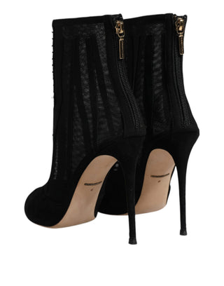 Botines negros de malla con tacón stiletto