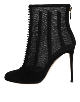 Botines negros de malla con tacón stiletto