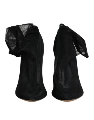 Schwarze Sockenstiefel aus Nylon-Stretch-Mesh
