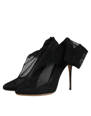 Schwarze Sockenstiefel aus Nylon-Stretch-Mesh