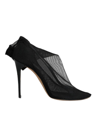 Schwarze Sockenstiefel aus Nylon-Stretch-Mesh