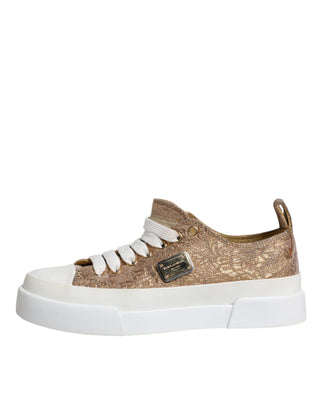 Zapatillas bajas con logo dorado y blanco