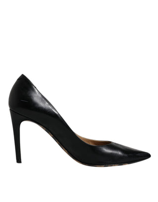 Schwarze Kalbsleder Stiletto Pumps Schuhe