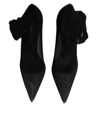 Botines estilo calcetín de malla de viscosa negra