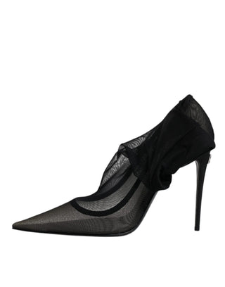 Botines estilo calcetín de malla de viscosa negra