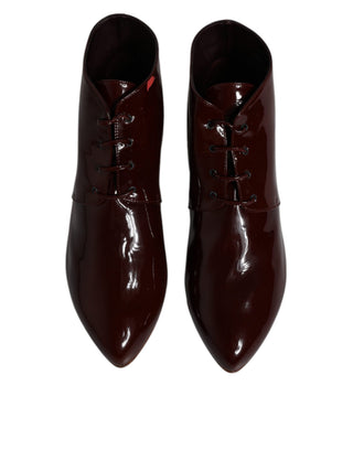 Botines de cuero granate con cordones