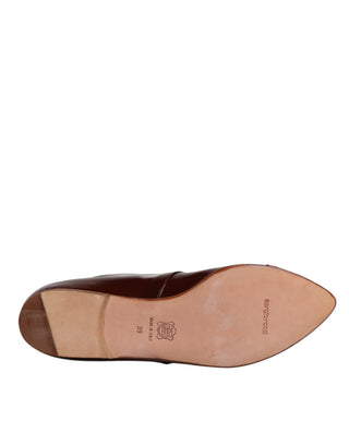 Botines de cuero granate con cordones