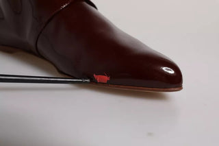 Botines de cuero granate con cordones