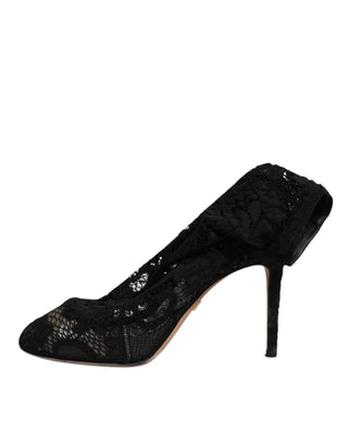 Schwarze Stretch-Stiefel aus Spitze, wadenhoch