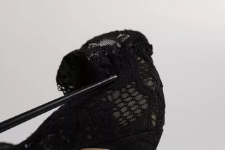 Schwarze Stretch-Stiefel aus Spitze, wadenhoch