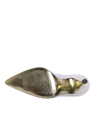 Zapatos de tacón alto de cuero blanco beige
