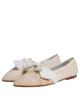 Beige Ballerinas aus Schleifenstoff
