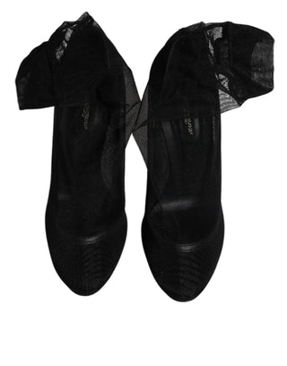 Botas estilo calcetín de malla de nylon negra