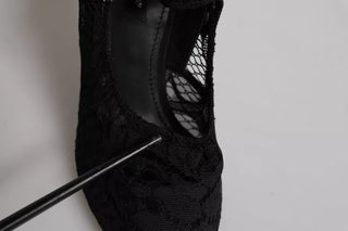 Black Lace Crystals Mary Jane Pumps Shoes