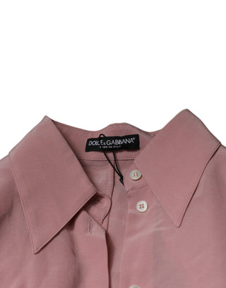 Blusa rosa de algodón con mangas largas y cuello