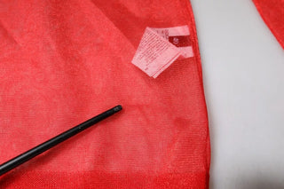 Rotes Netz-Rollkragen-Langarm-Blusenoberteil