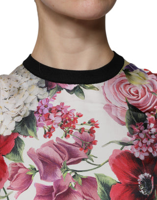 Blusa sin mangas multicolor de seda con estampado floral