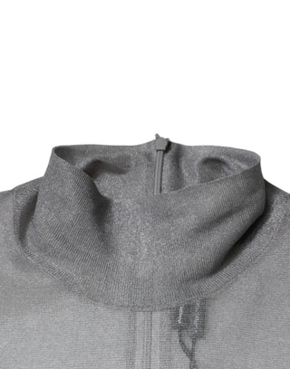 Graues Rollkragen-Langarmshirt aus Mesh