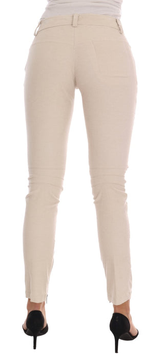 Beigefarbene schmale Jeans-Cord-Röhrenhose
