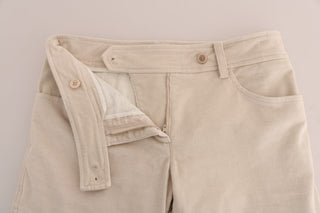 Beigefarbene schmale Jeans-Cord-Röhrenhose