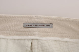 Beigefarbene schmale Jeans-Cord-Röhrenhose
