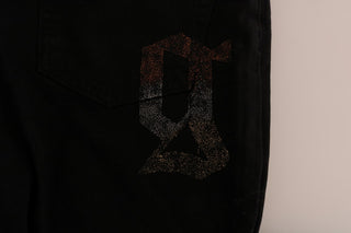 Jeans de mezclilla de algodón elásticos de corte regular negro