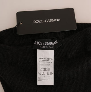 Medias elásticas de cachemira gris con canalé