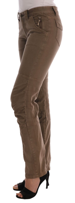Pantalones casuales de algodón de corte slim marrón
