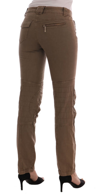 Pantalones casuales de algodón de corte slim marrón