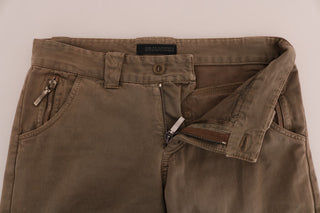 Pantalones casuales de algodón de corte slim marrón