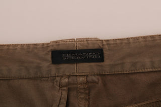 Pantalones casuales de algodón de corte slim marrón