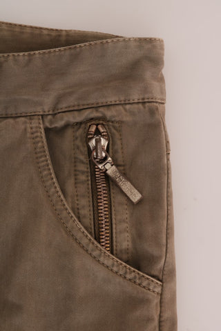 Pantalones casuales de algodón de corte slim marrón