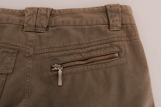 Pantalones casuales de algodón de corte slim marrón
