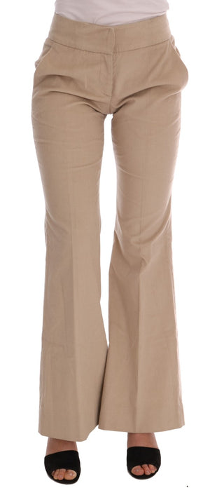 Beige Baumwoll-Bootcut-Hose