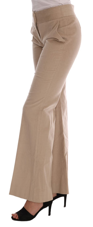 Beige Baumwoll-Bootcut-Hose
