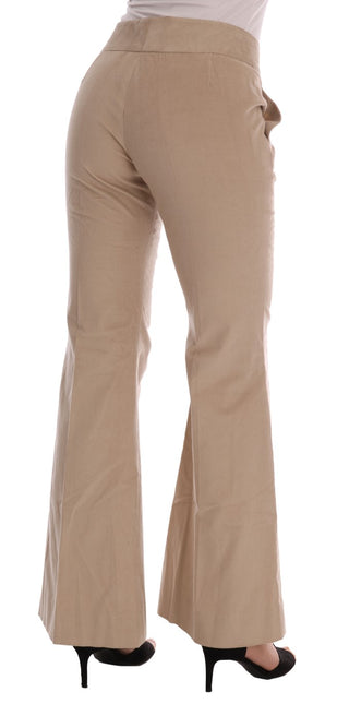 Beige Baumwoll-Bootcut-Hose