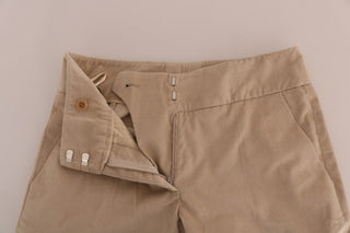 Beige Baumwoll-Bootcut-Hose